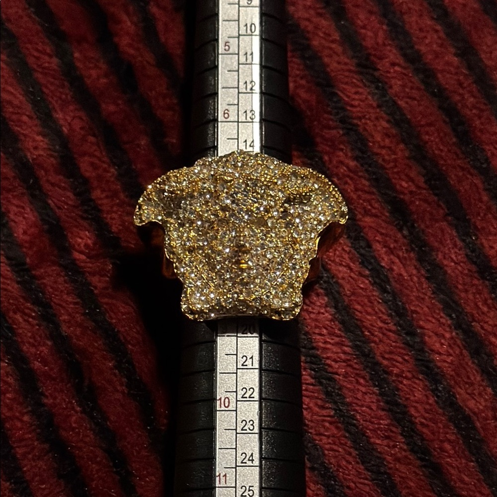Versace Gold Medusa Crystal Encrusted Ring